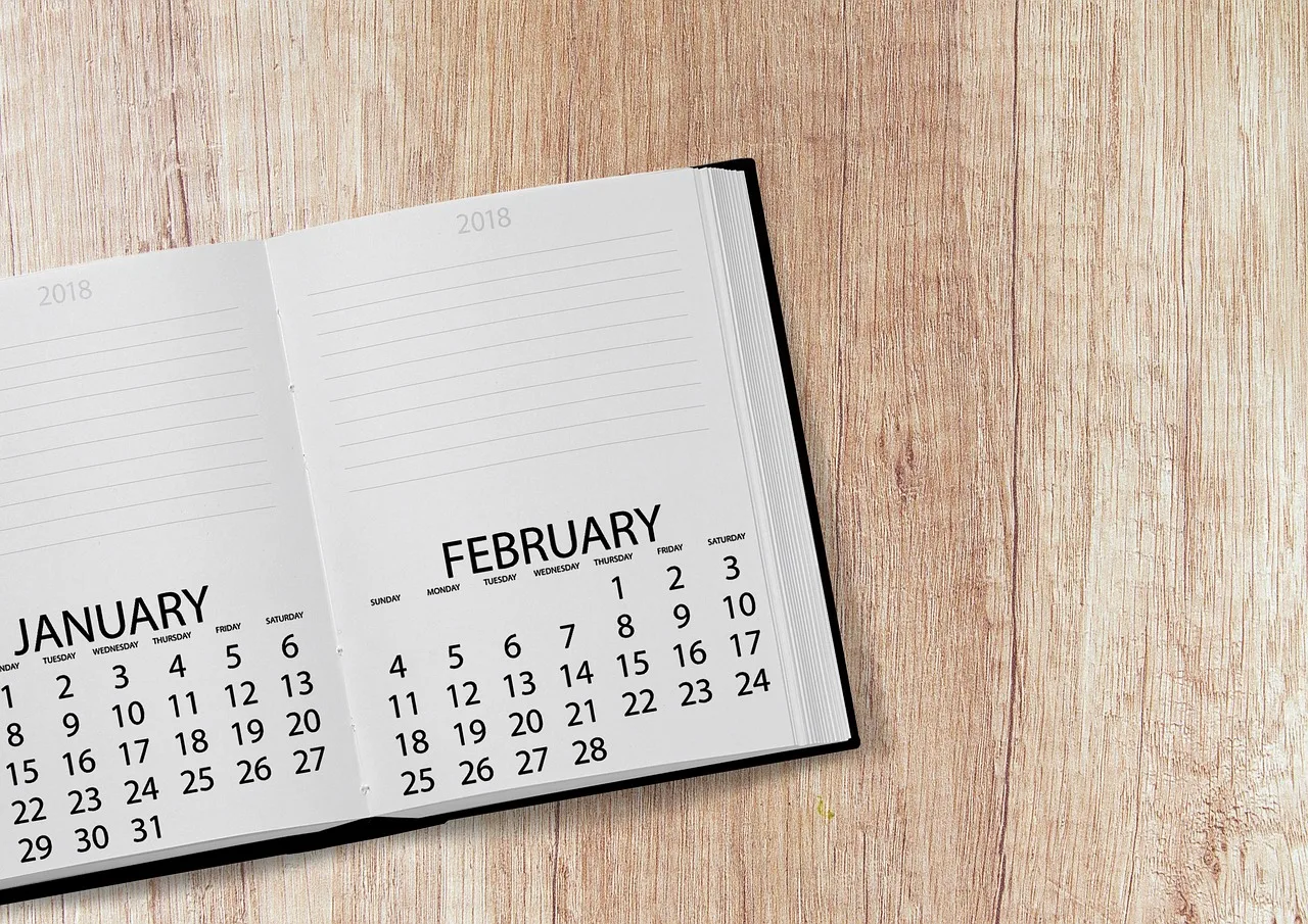calendar, a book, date, year, day, week, days of the week, desk, agenda, table, notes, notebook, open book, january, february, pages, paper, black, brown, office, work, job, business, school, to do, tasks, save the date, enter, write, events, terminate, plan, new year's day, errands, conference, negotiations, training, open, to study, pitched, symbolism, decorative, read, university, template, knowledge, calendar, calendar, calendar, calendar, calendar, january, february